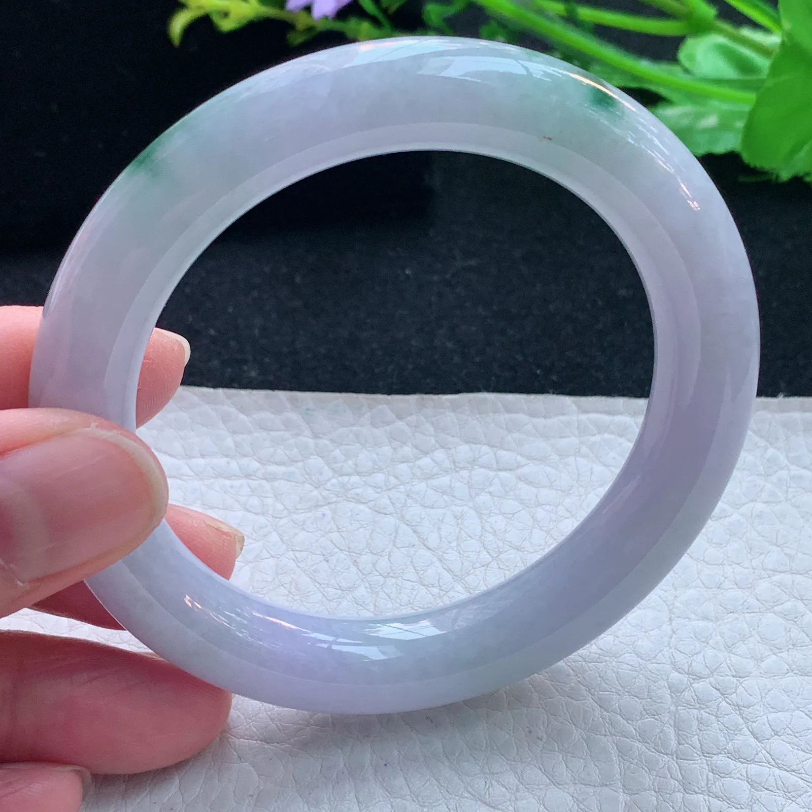 fl自然光55.5*11*10.6美人镯 缅甸翡翠玉手镯飘花圆条玉手环