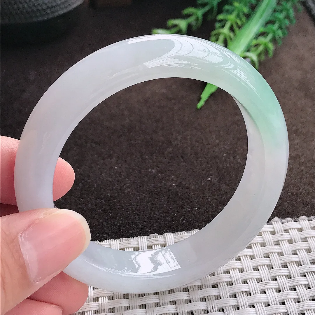 天然a货翡翠54.5/13/8.6老坑冰胶果冻冰晴手镯宽边翡翠玉手镯