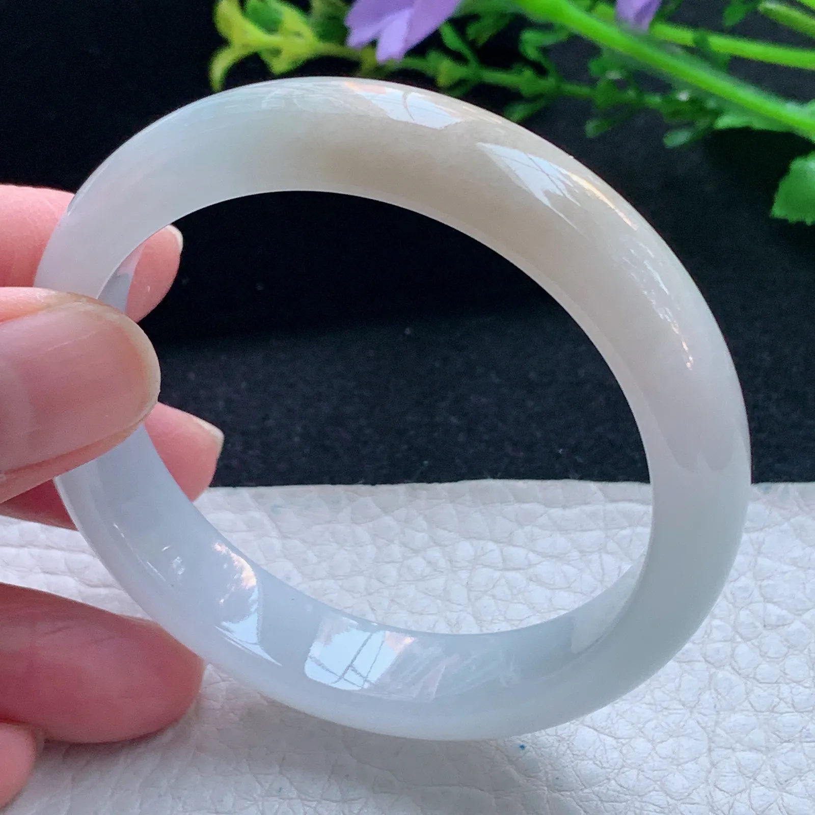 z自然光53*12.3*7.2招财镯 缅甸翡翠玉手镯双彩宽边玉手环 平安镯