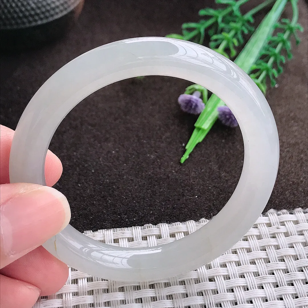 天然a货翡翠50.5/9/8.5老坑冰胶果冻冰晴圆条手镯小圈口玉手镯