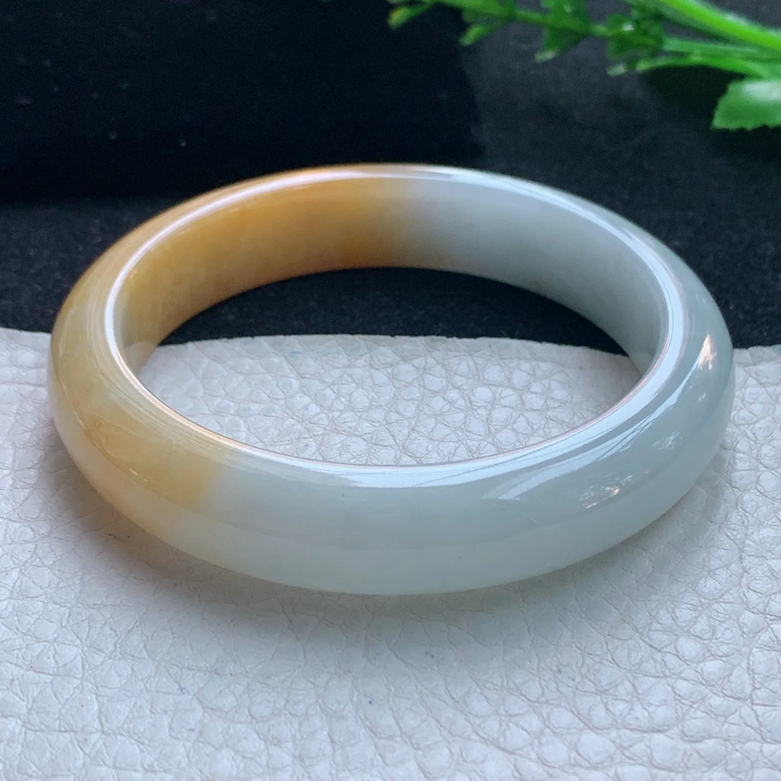 z自然光55*12.3*8.2平安镯 缅甸翡翠玉手镯双彩招财玉手环