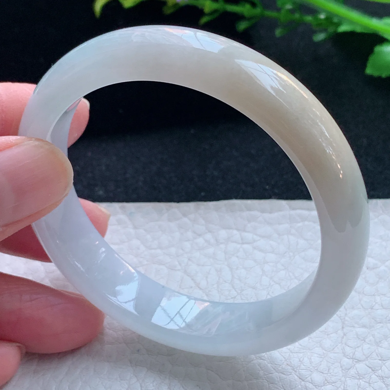 z自然光53*12.3*7.2招财镯 缅甸翡翠玉手镯双彩宽边玉手环 平安镯