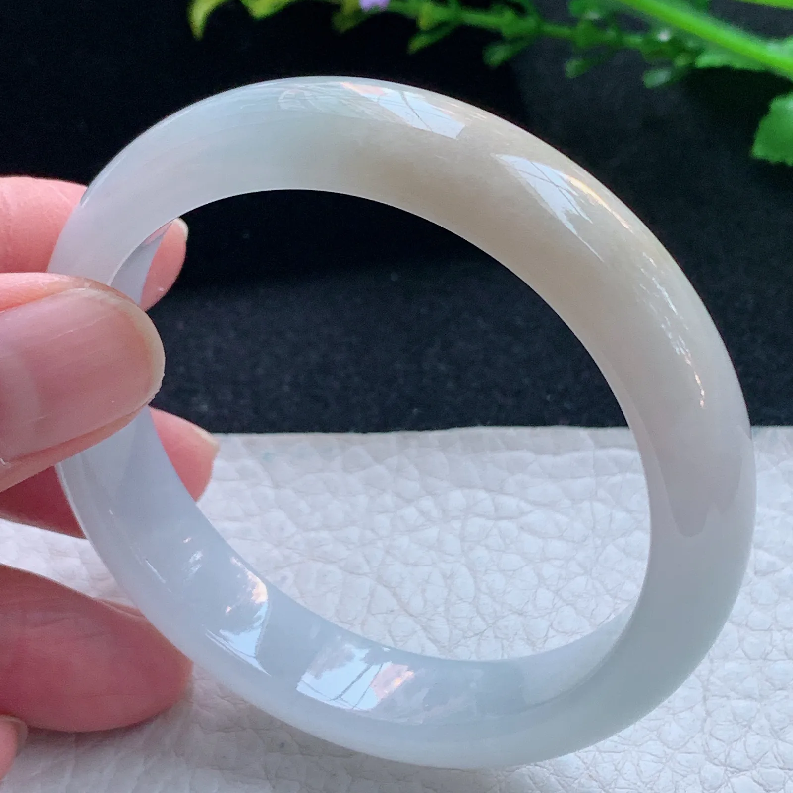 z自然光53*12.3*7.2招财镯 缅甸翡翠玉手镯双彩宽边玉手环 平安镯