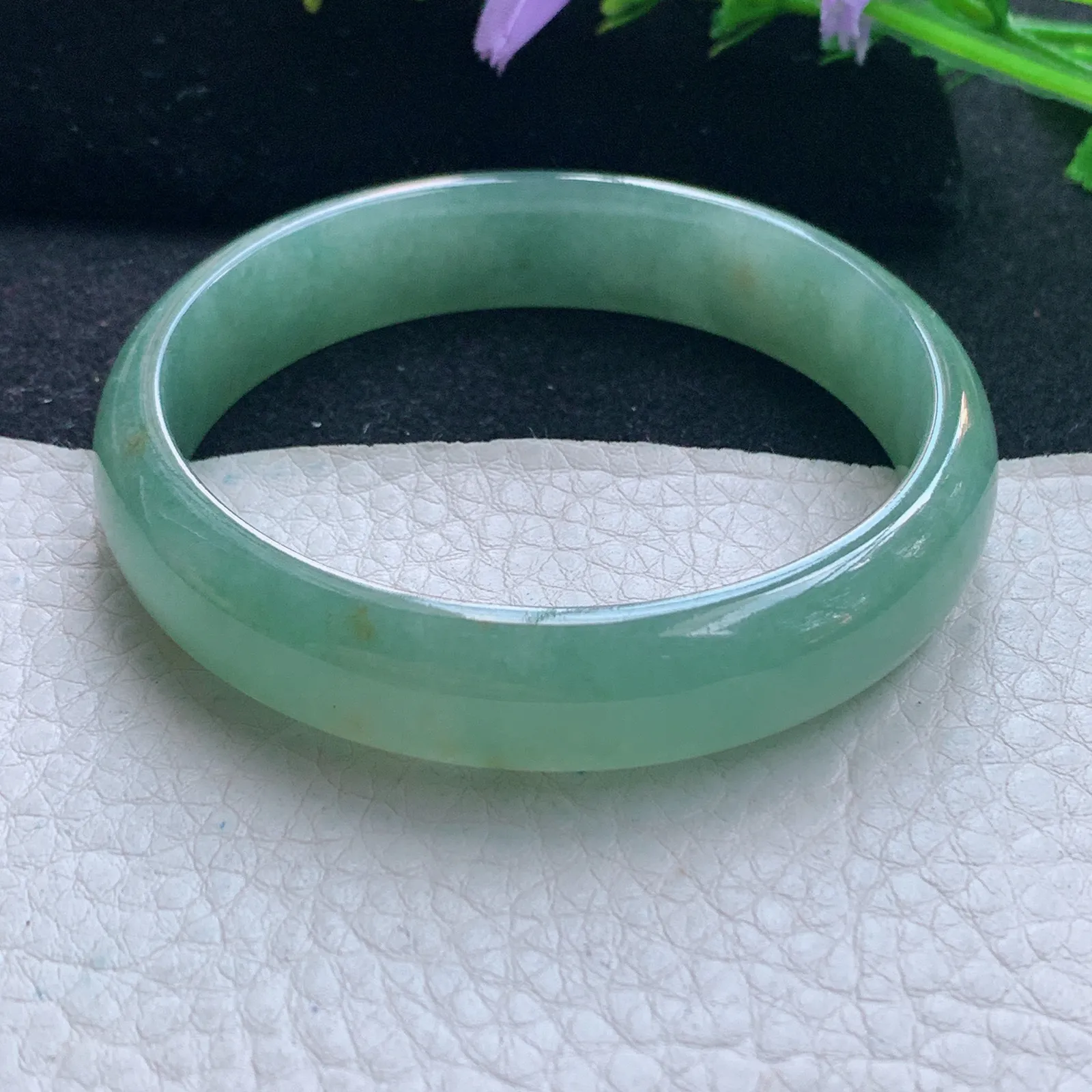 hy自然光55.5*12.2*6.3平安镯 缅甸翡翠玉手镯冰绿宽边玉手环