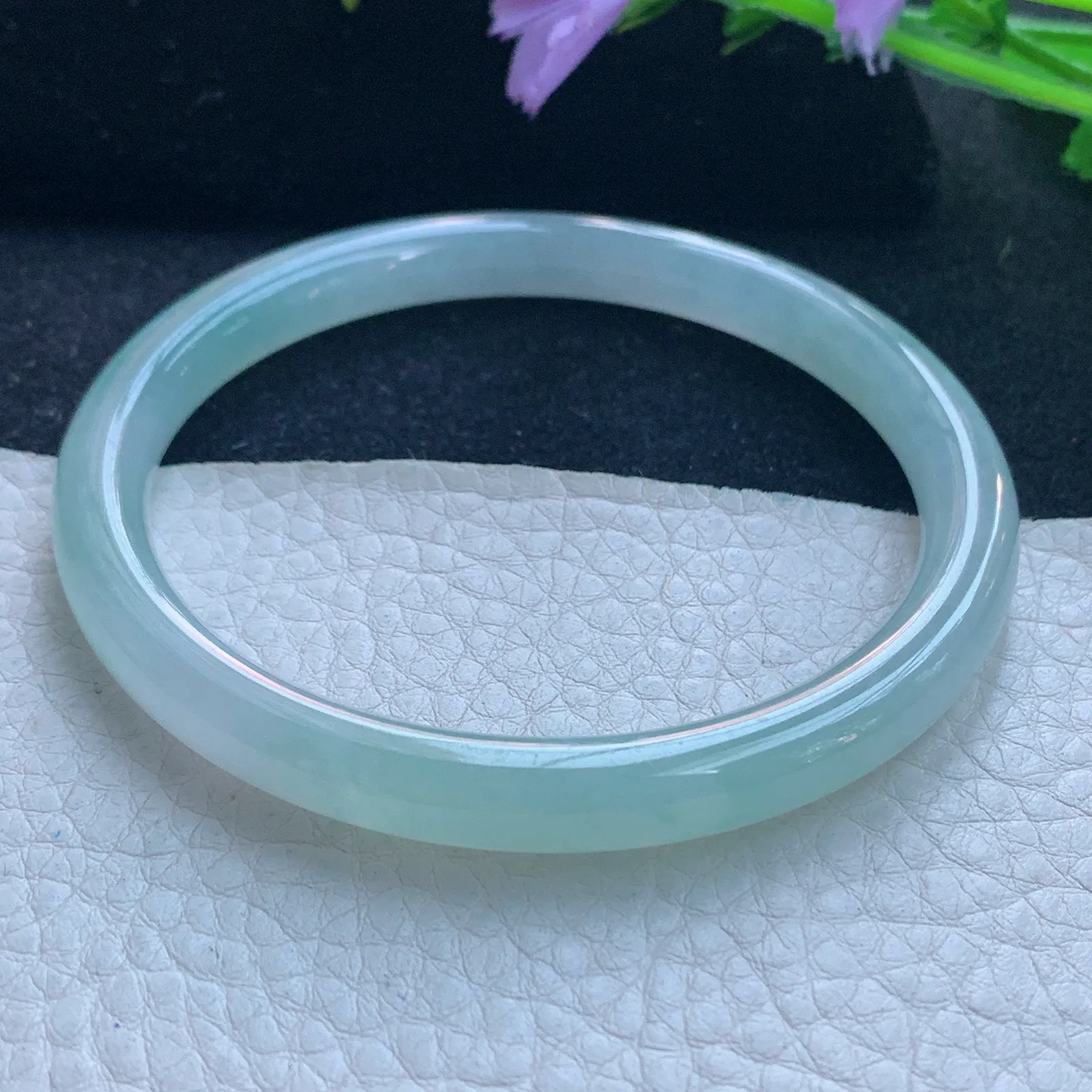 nc大圈口61*7.7*7.2美人镯 缅甸翡翠玉手镯冰种圆条玉手环 叮当镯