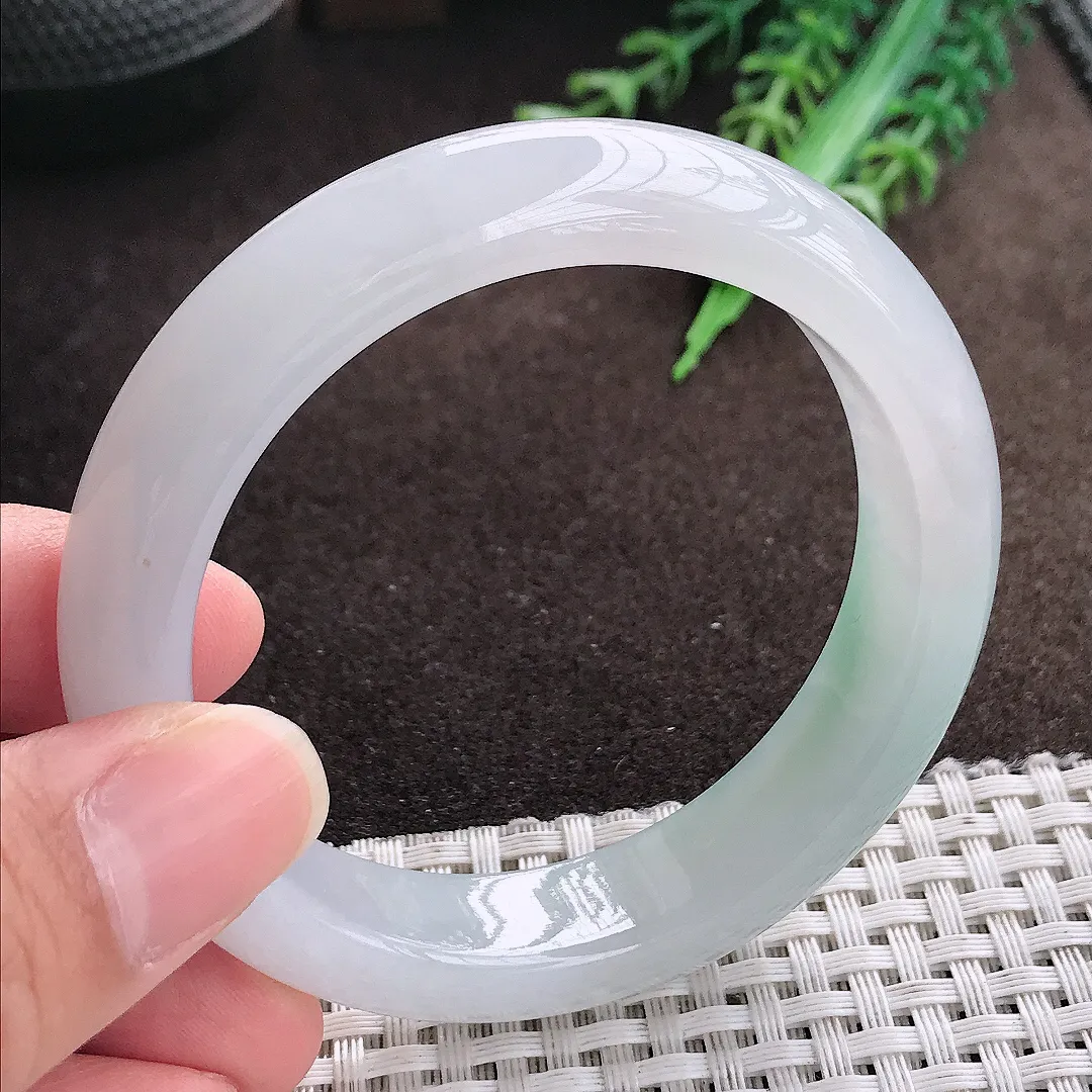 天然a货翡翠54.5/13/8.6老坑冰胶果冻冰晴手镯宽边翡翠玉手镯