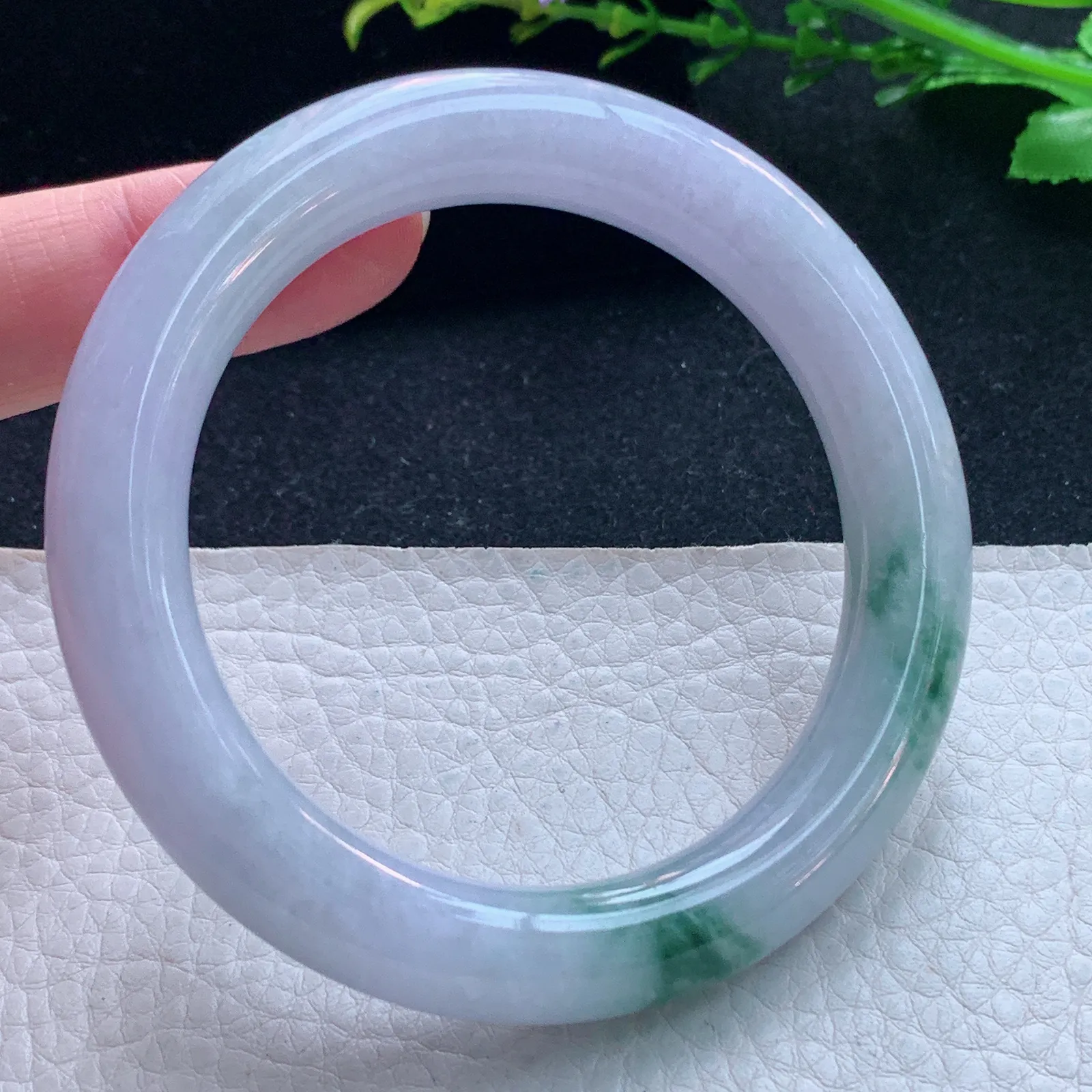 fl自然光55.5*11*10.6美人镯 缅甸翡翠玉手镯飘花圆条玉手环