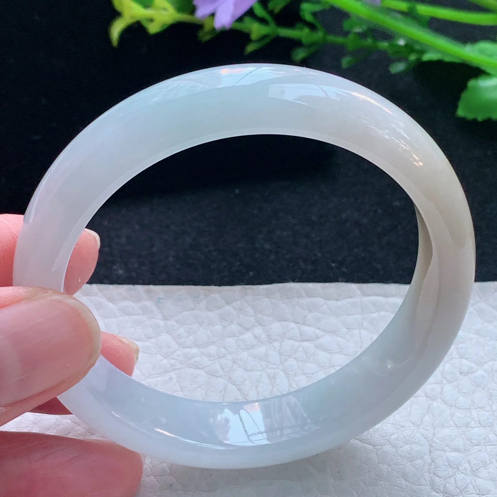 z自然光53*12.3*7.2招财镯 缅甸翡翠玉手镯双彩宽边玉手环 平安镯