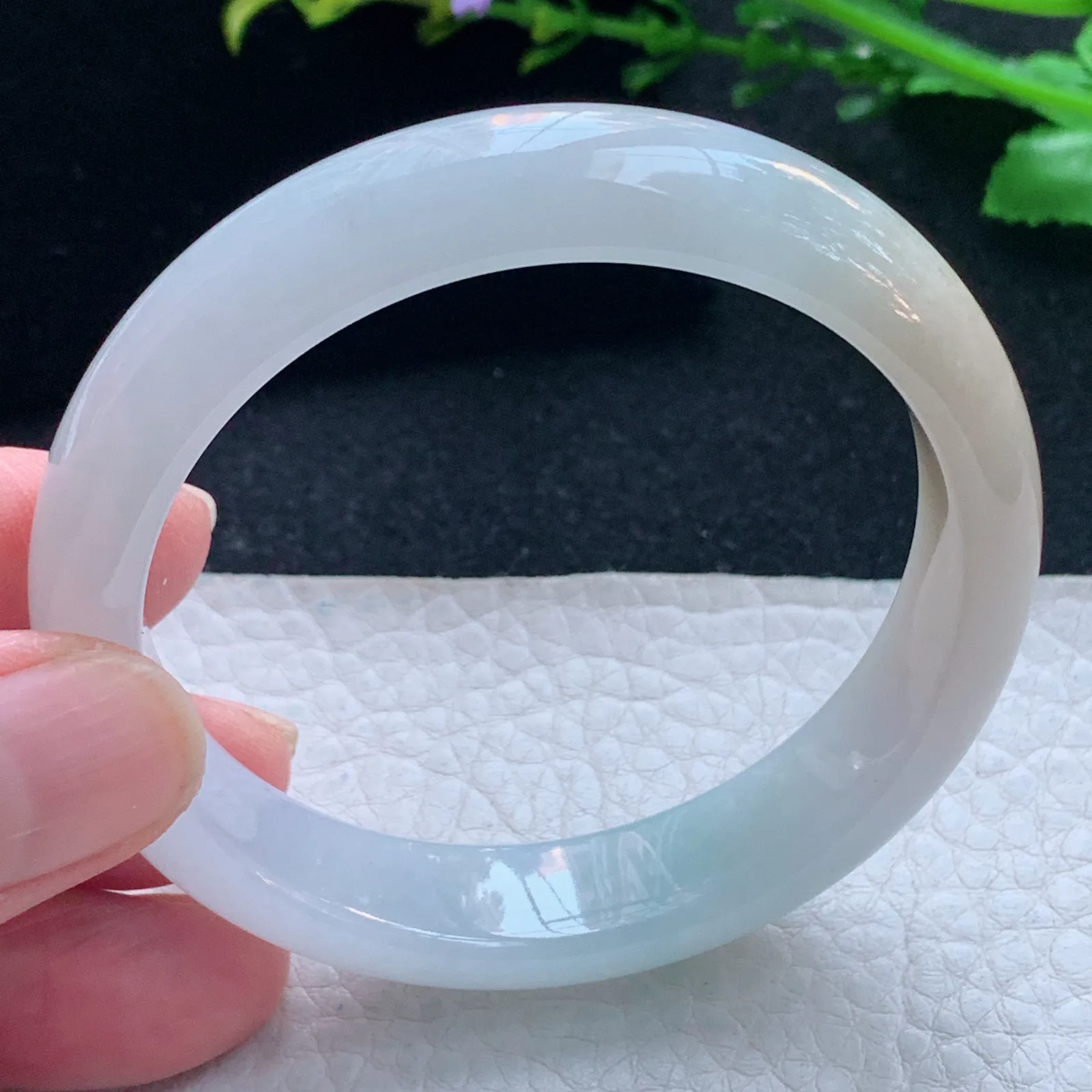 z自然光53*12.3*7.2招财镯 缅甸翡翠玉手镯双彩宽边玉手环 平安镯