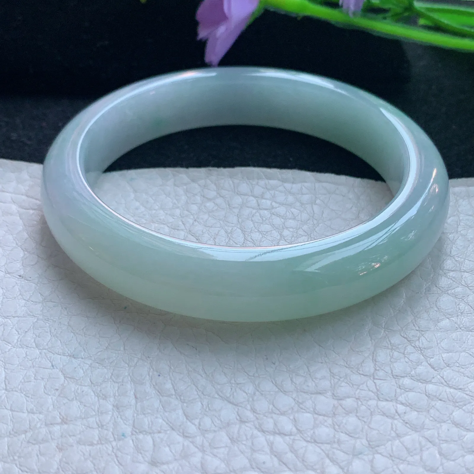 xx自然光58.5*12*9平安镯 缅甸翡翠玉手镯清新宽边玉手环 美人镯