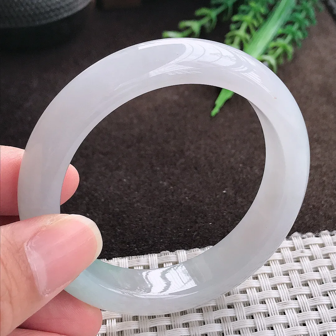 天然a货翡翠54.5/13/8.6老坑冰胶果冻冰晴手镯宽边翡翠玉手镯