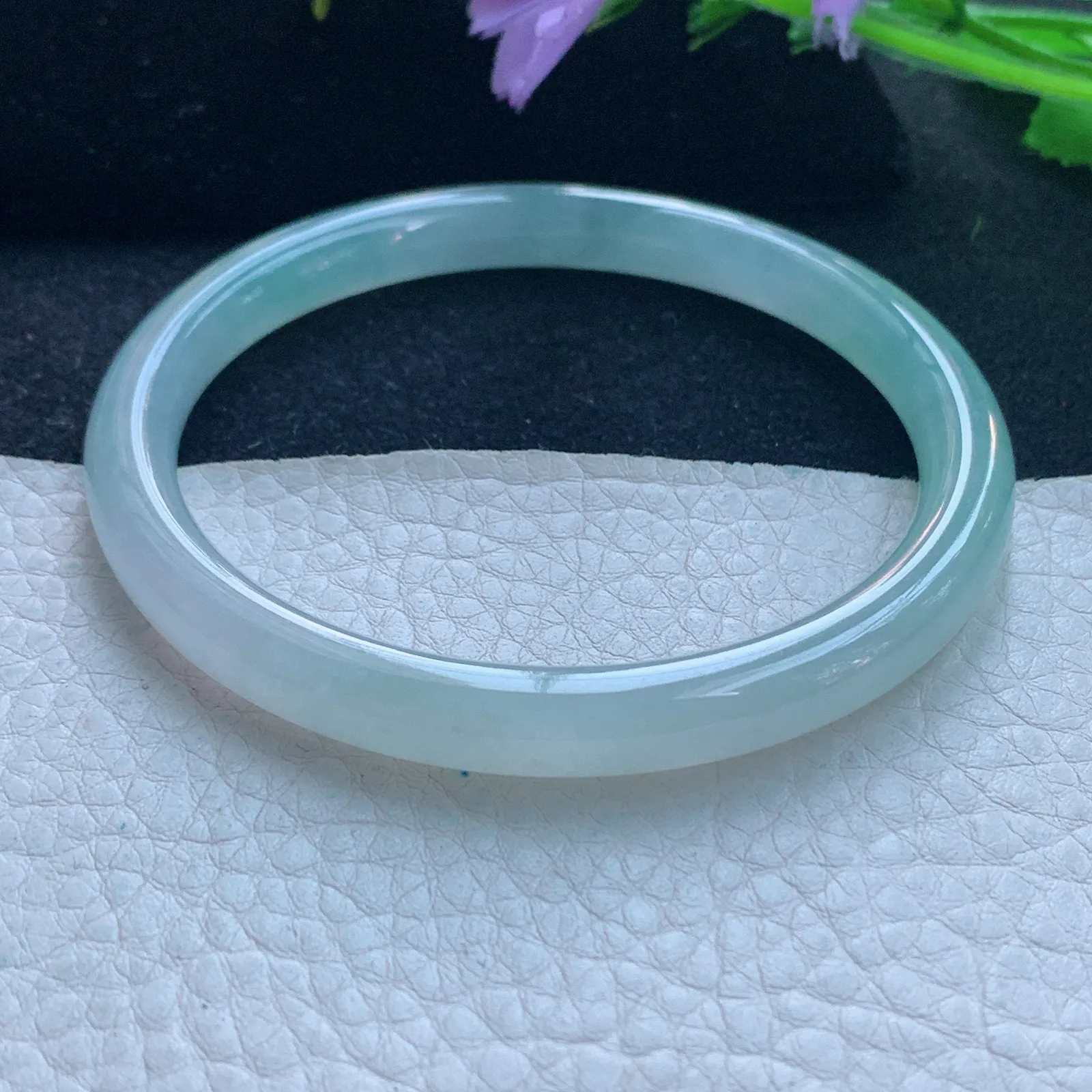 nc大圈口61*7.7*7.2美人镯 缅甸翡翠玉手镯冰种圆条玉手环 叮当镯