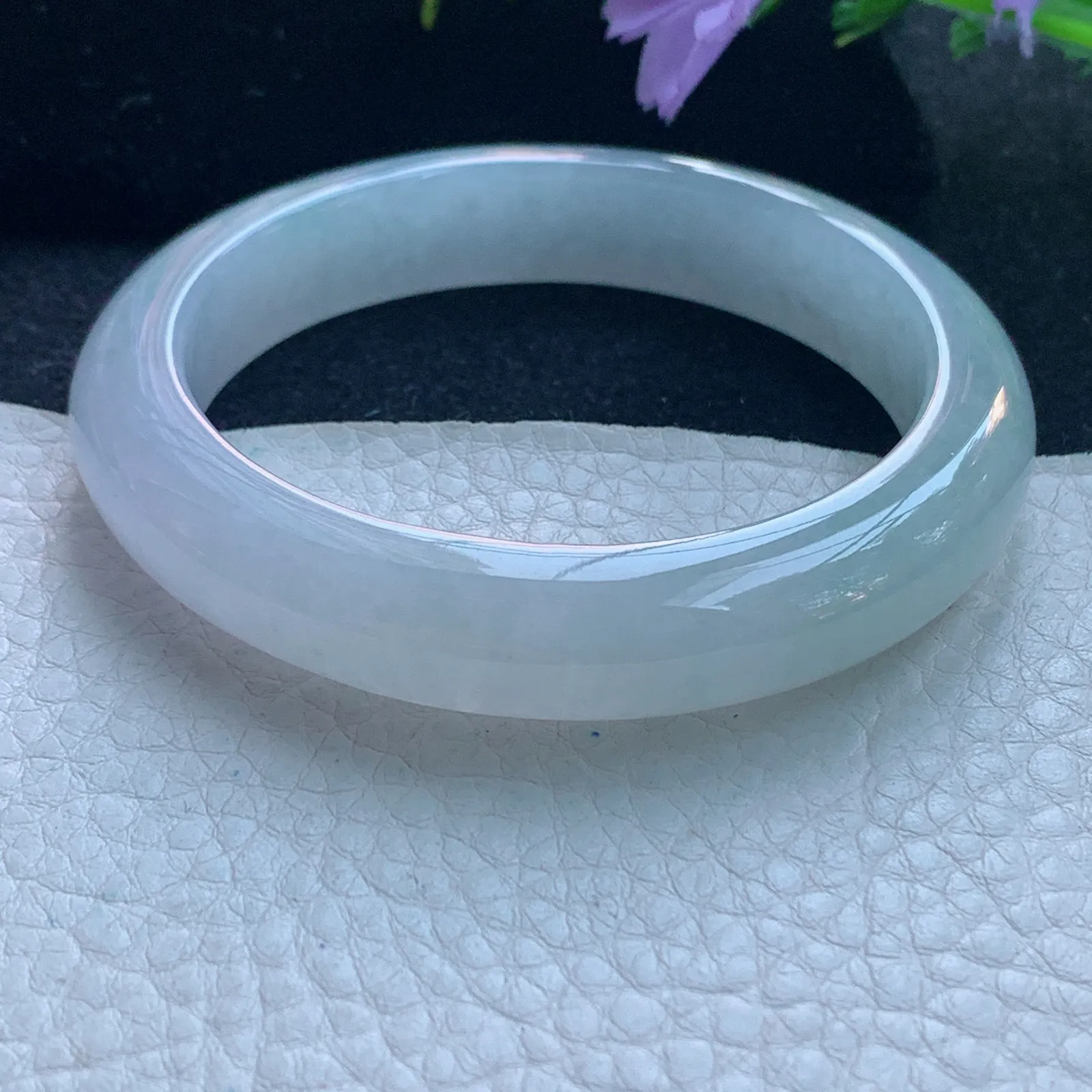 nc自然光55.5*11.0*8平安镯 缅甸翡翠玉手镯冰起光宽边玉手环 美人镯