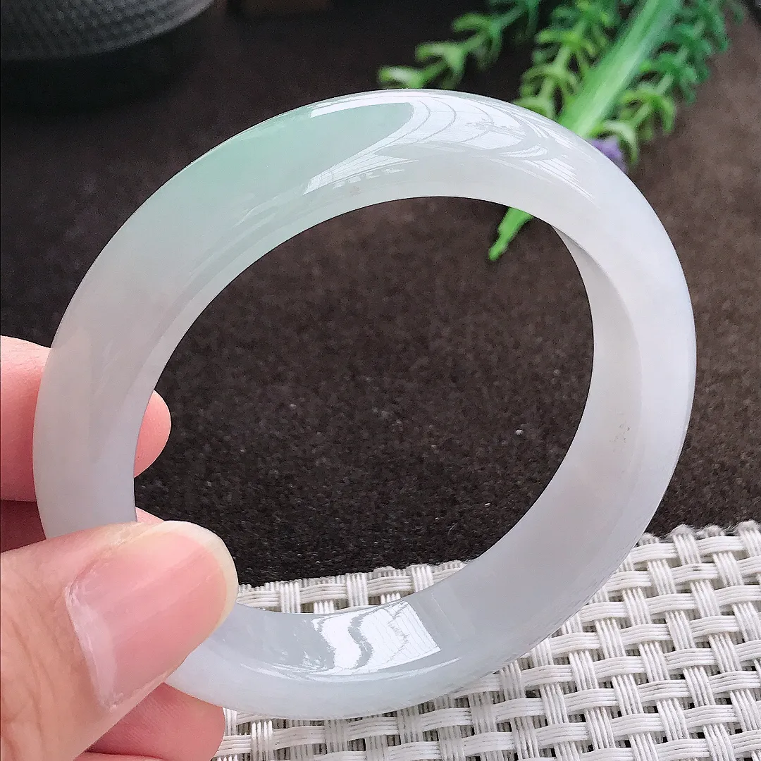 天然a货翡翠54.5/13/8.6老坑冰胶果冻冰晴手镯宽边翡翠玉手镯