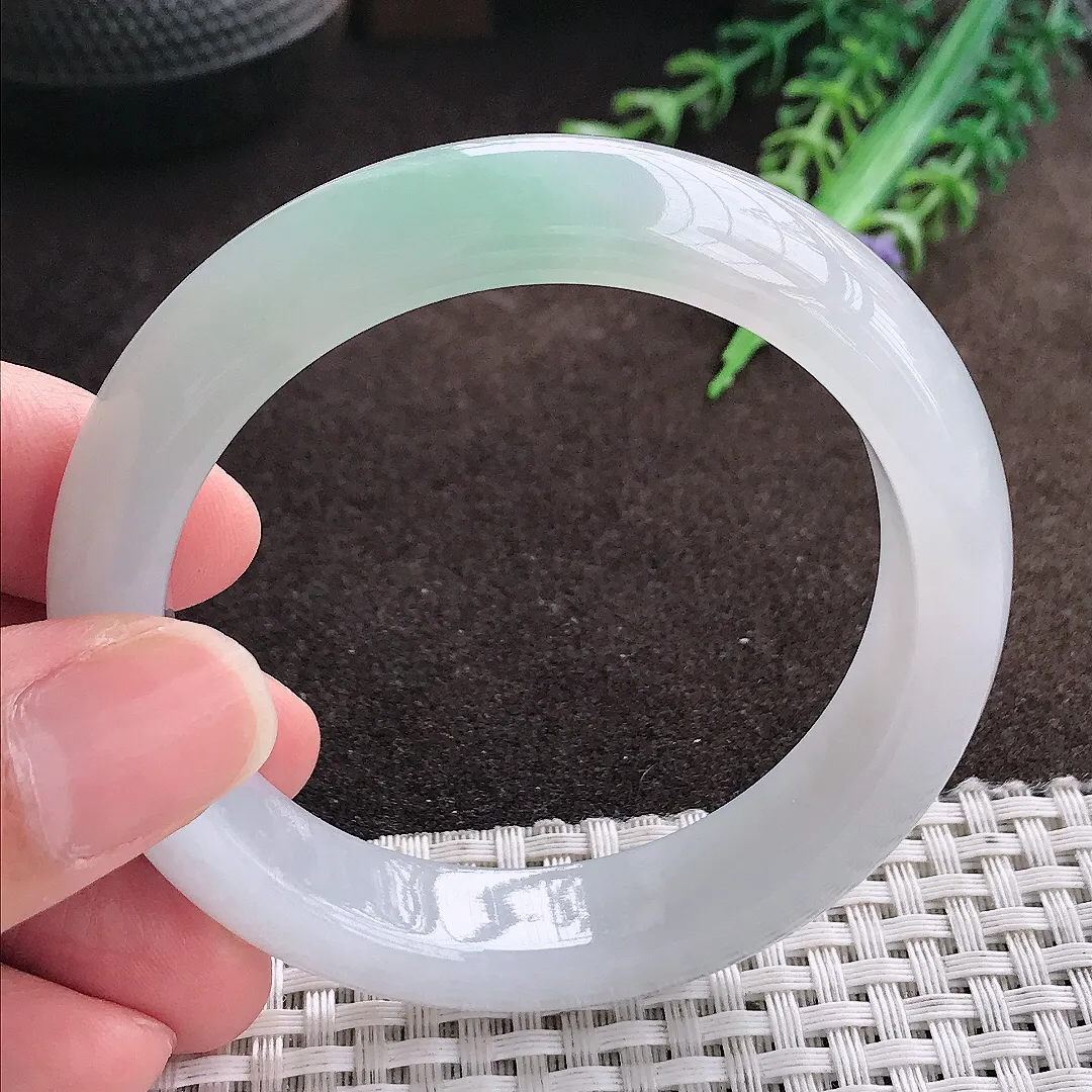 天然a货翡翠54.5/13/8.6老坑冰胶果冻冰晴手镯宽边翡翠玉手镯