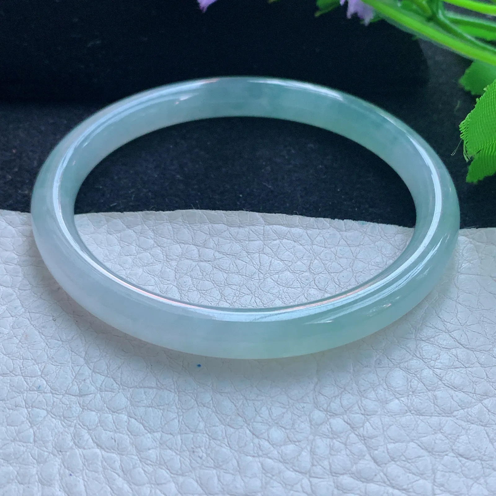 nc大圈口61*7.7*7.2美人镯 缅甸翡翠玉手镯冰种圆条玉手环 叮当镯