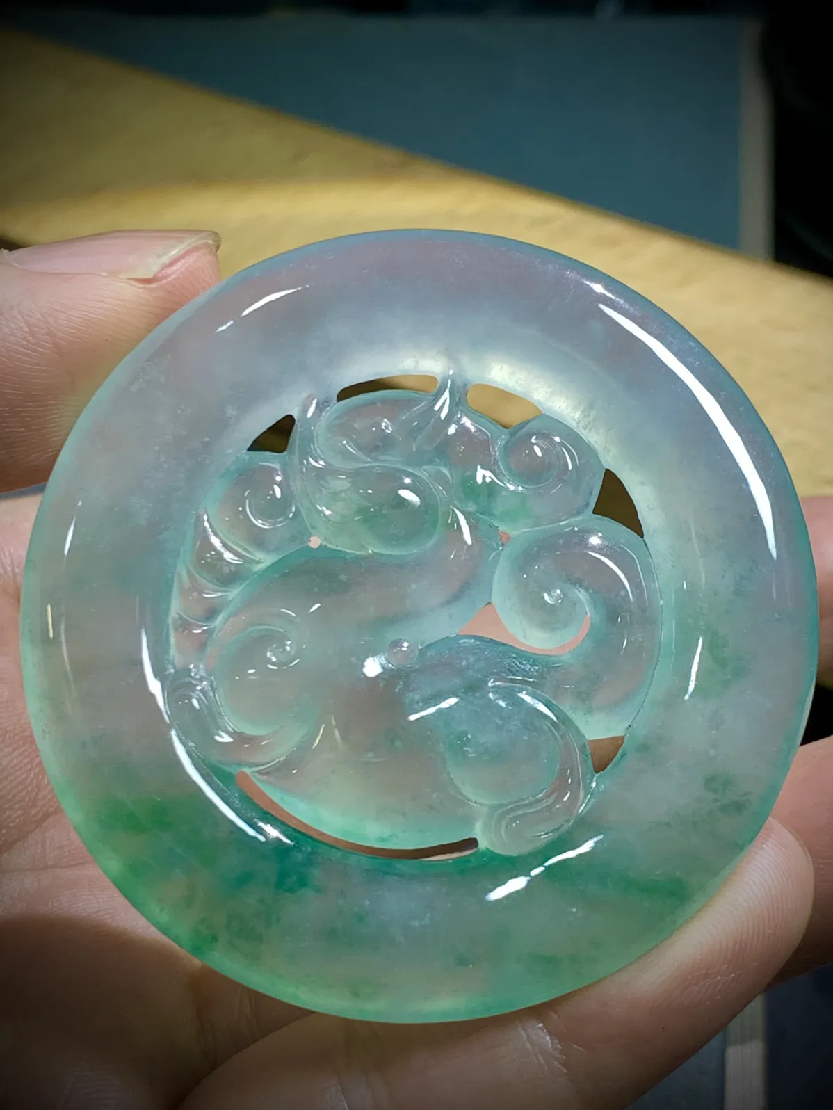 【财源滚滚】，飘花貔貅，
55-55-6mm，32.25g，