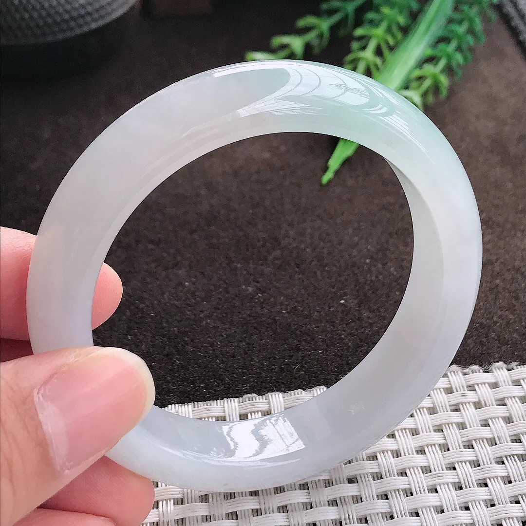 天然a货翡翠54.5/13/8.6老坑冰胶果冻冰晴手镯宽边翡翠玉手镯