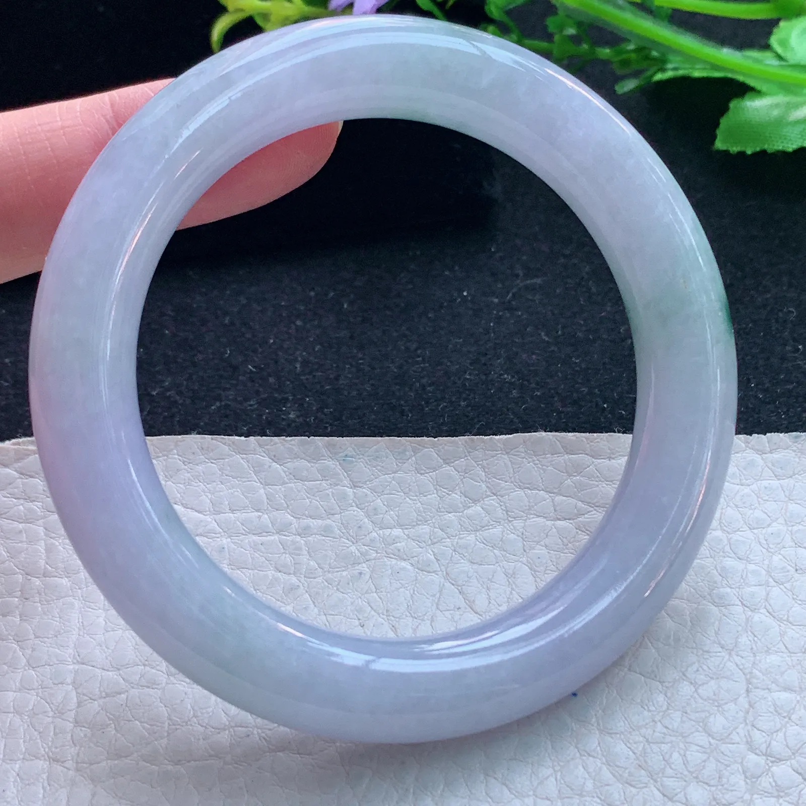 fl自然光55.5*11*10.6美人镯 缅甸翡翠玉手镯飘花圆条玉手环