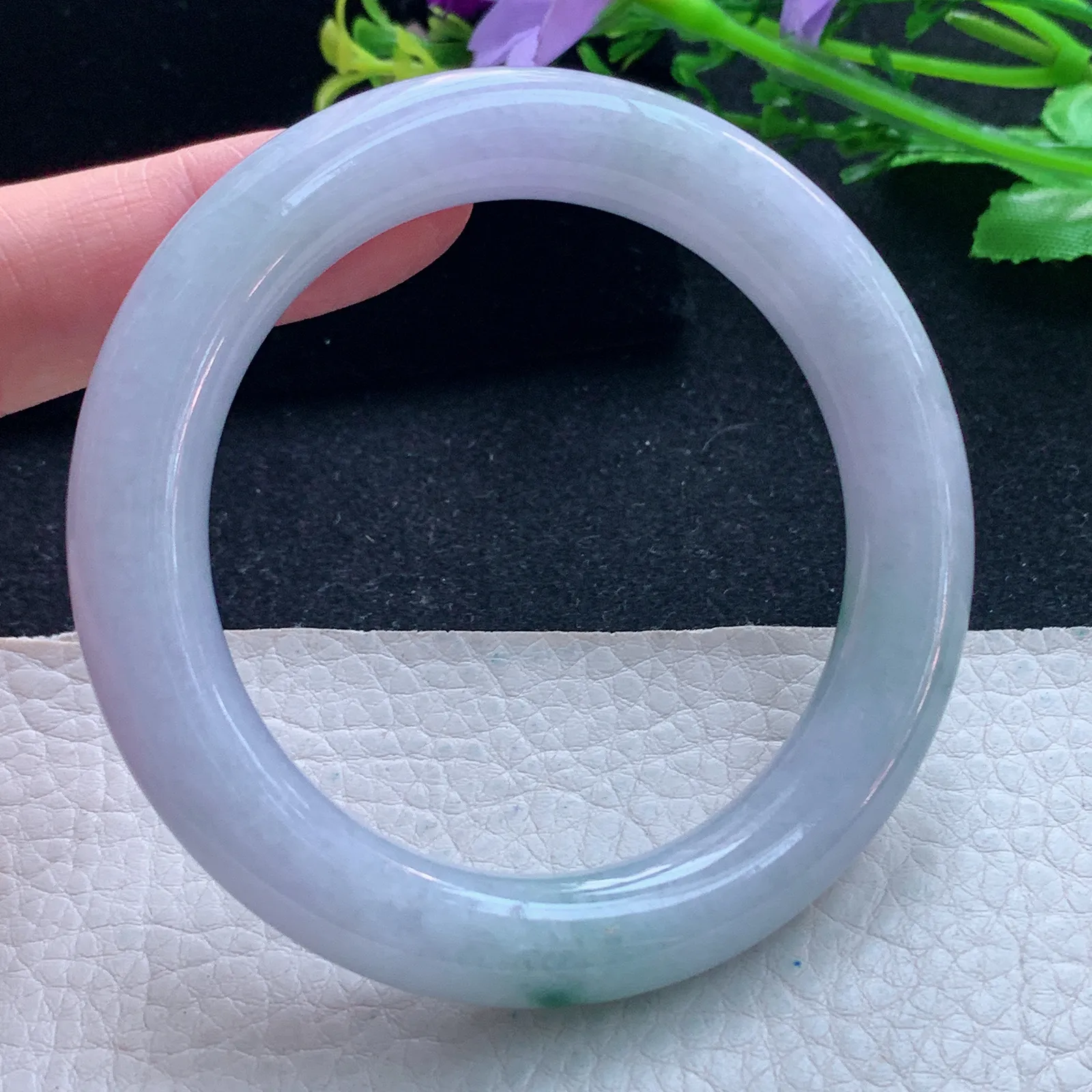 fl自然光55.5*11*10.6美人镯 缅甸翡翠玉手镯飘花圆条玉手环