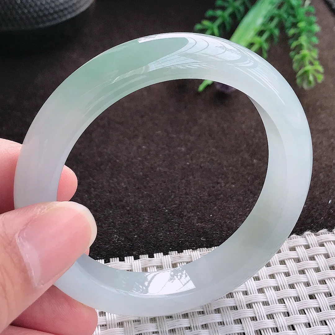 天然a货翡翠54/11.4/8.5老坑冰胶果冻冰晴手镯宽边翡翠玉手镯