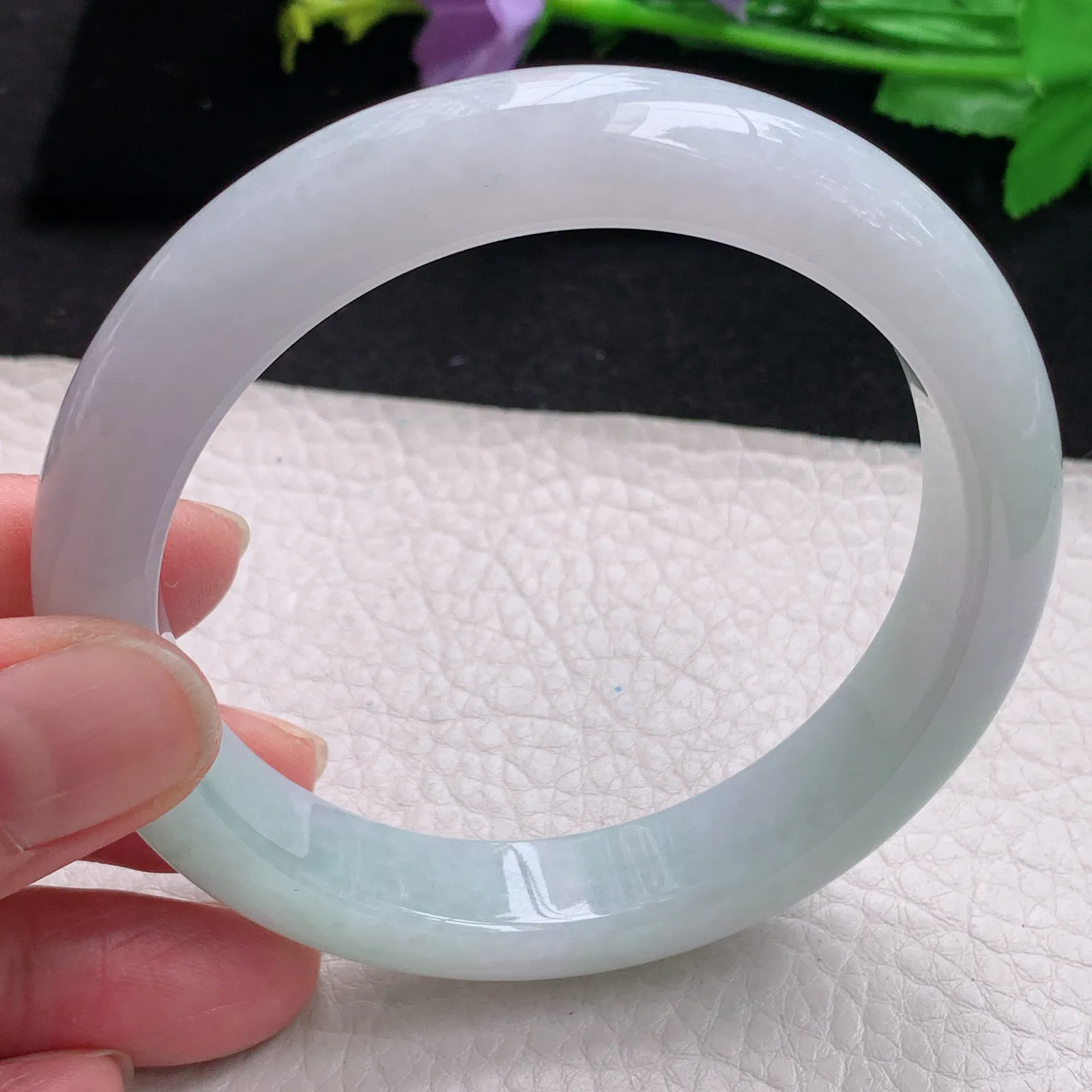 li大圈口60.5*12.6*8.8平安镯 缅甸翡翠玉手镯清新大气宽边玉手环 美人镯