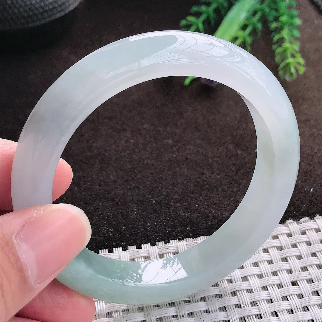 天然a货翡翠54/11.4/8.5老坑冰胶果冻冰晴手镯宽边翡翠玉手镯