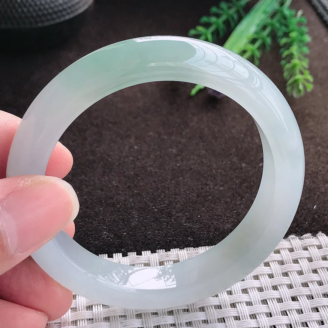 天然a货翡翠54/11.4/8.5老坑冰胶果冻冰晴手镯宽边翡翠玉手镯