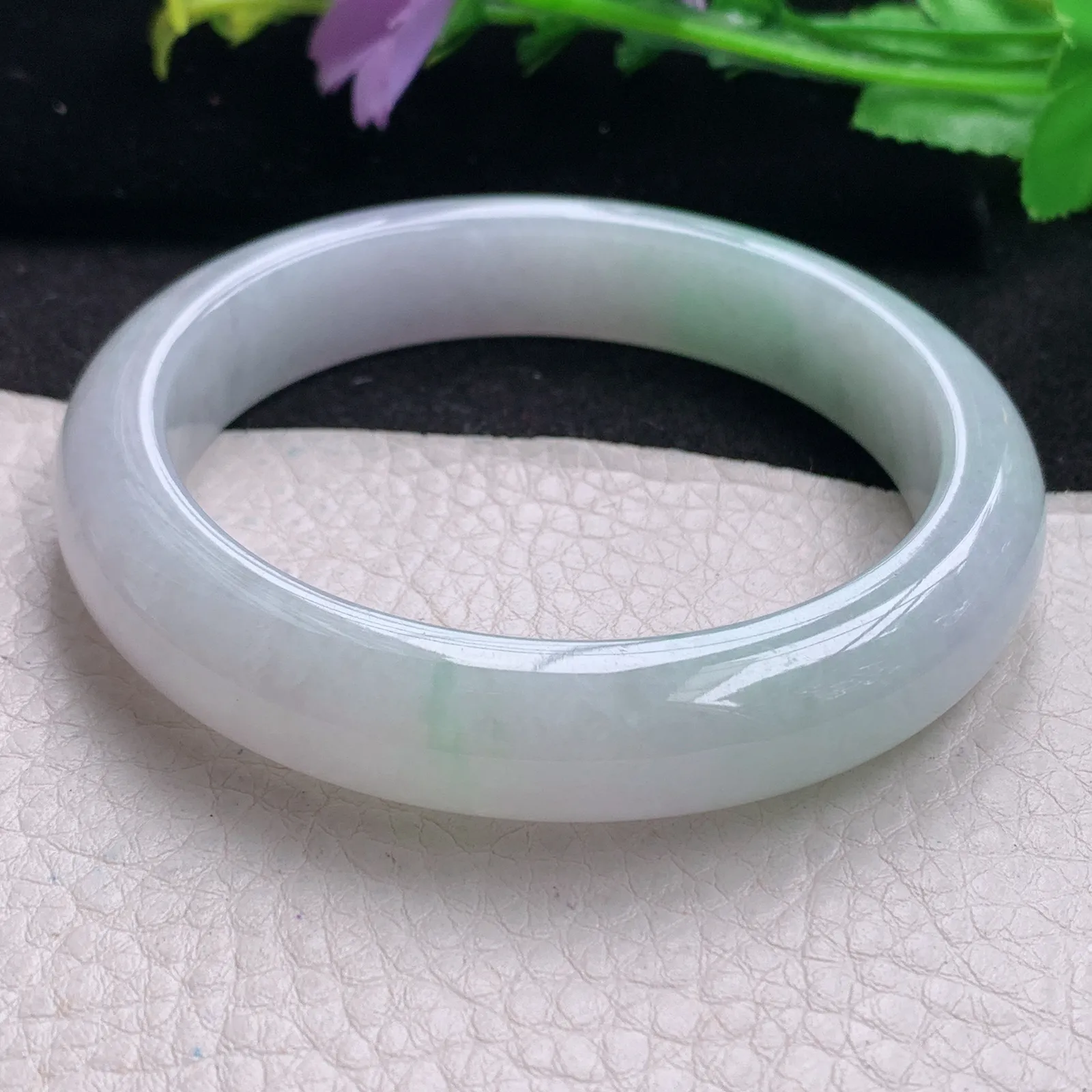 li大圈口60.5*12.6*8.8平安镯 缅甸翡翠玉手镯清新大气宽边玉手环 美人镯