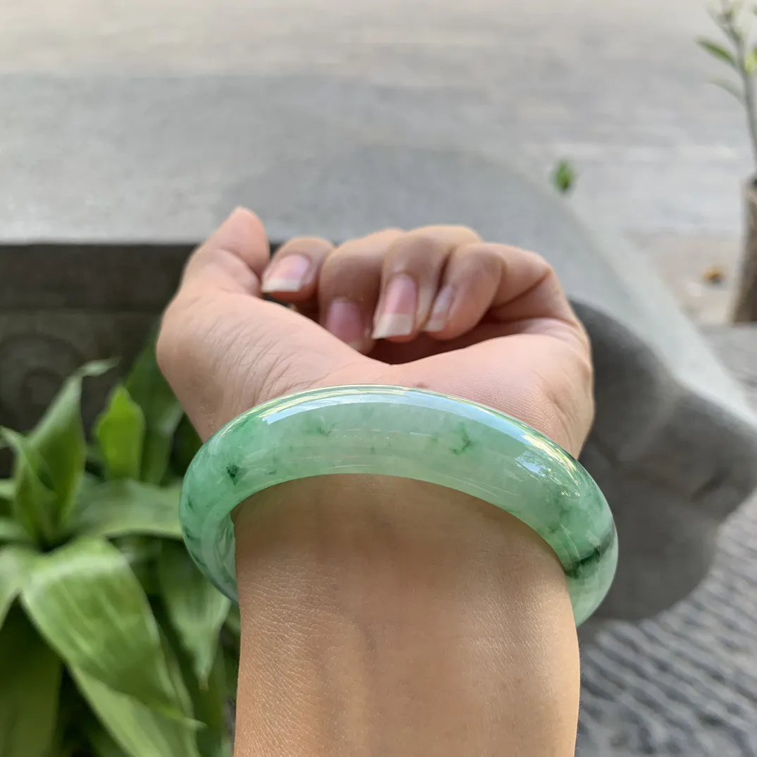 圈口56-13.5-8.1 【飘绿花正圈手镯】正圈56 57可戴