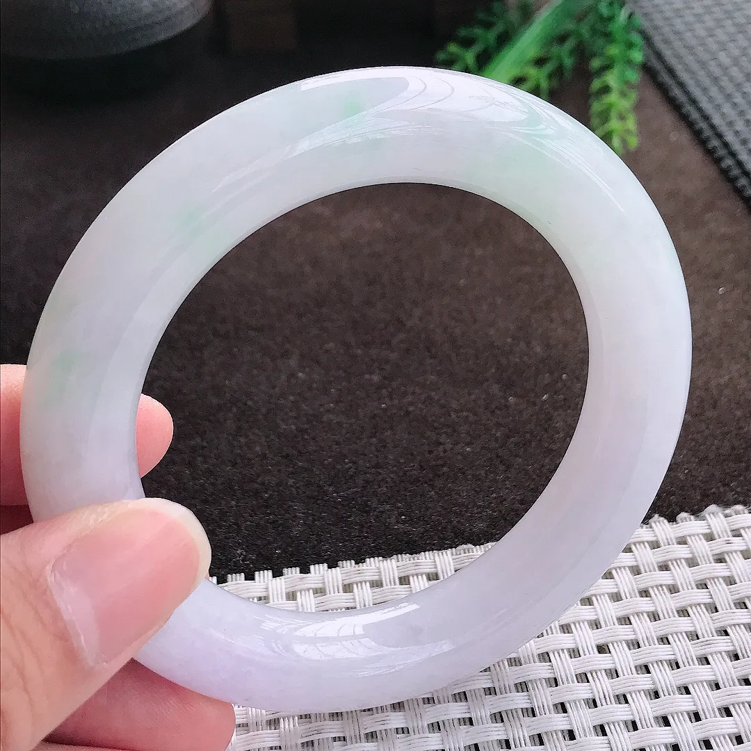 天然a货翡翠58/12.2/12.4老坑冰润水灵胖圆条手镯翡翠玉手镯