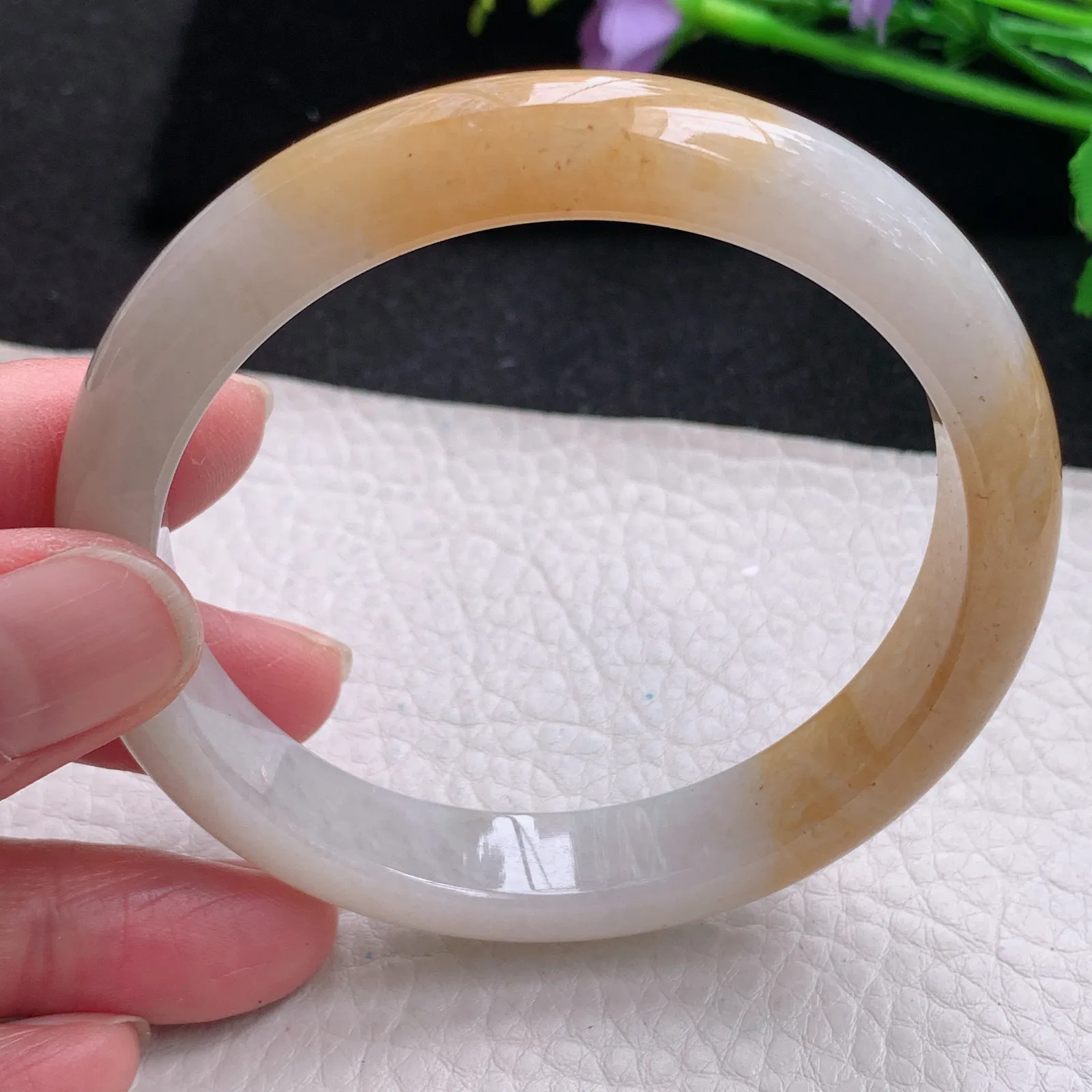 hf大圈口60*11.6*7.8平安镯 缅甸翡翠玉手镯清秀招财宽边玉手环