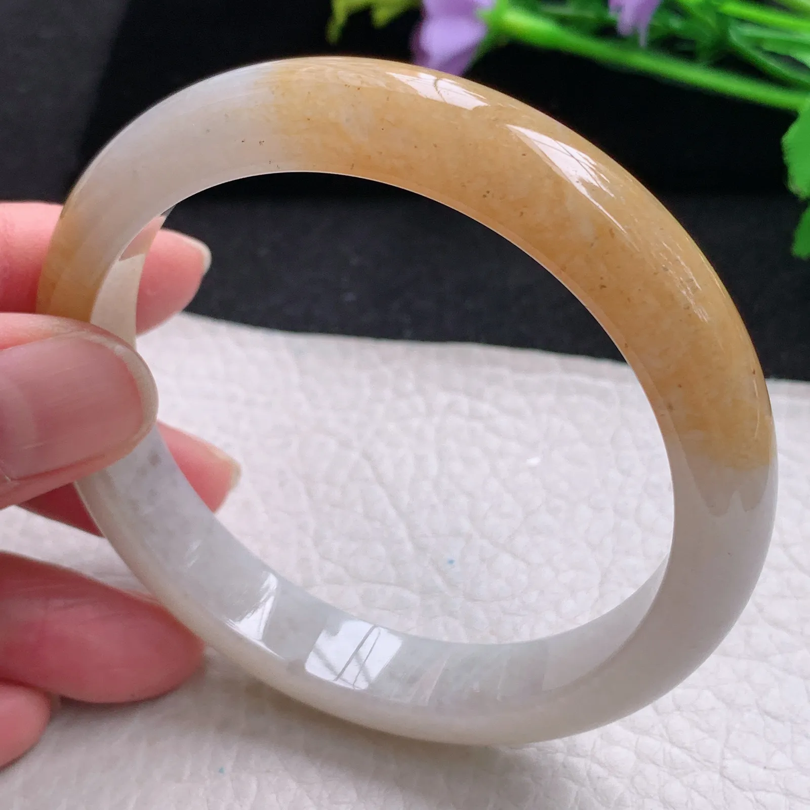 hf大圈口60*11.6*7.8平安镯 缅甸翡翠玉手镯清秀招财宽边玉手环