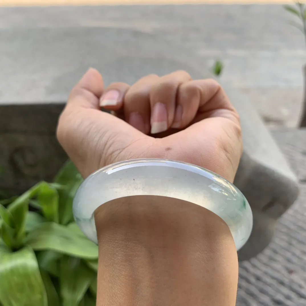 小圈口 53.8-12.7-8.5  【高冰飘花正圈手镯】正圈53 54可戴