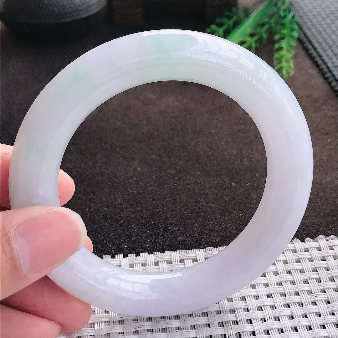 天然a货翡翠58/12.2/12.4老坑冰润水灵胖圆条手镯翡翠玉手镯