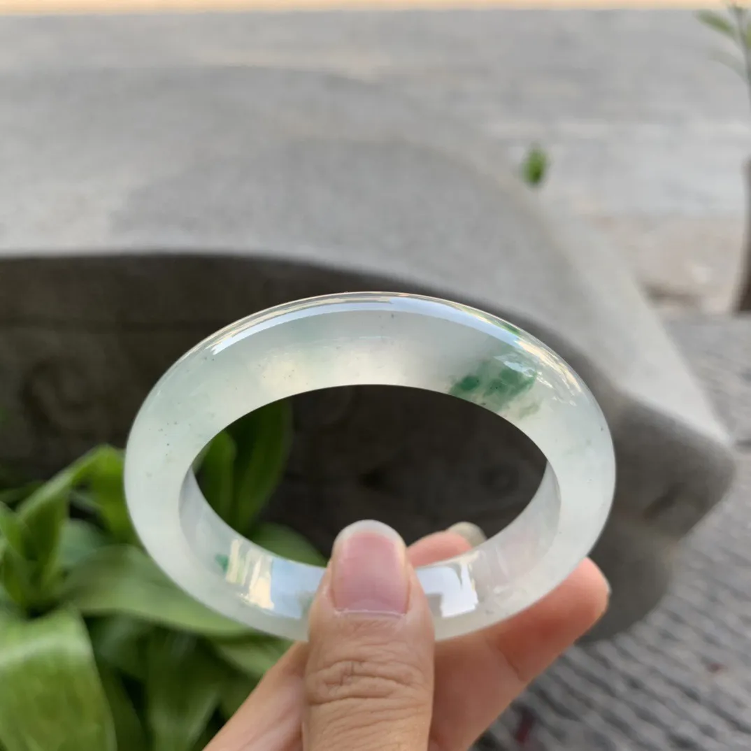 小圈口 53.8-12.7-8.5  【高冰飘花正圈手镯】正圈53 54可戴