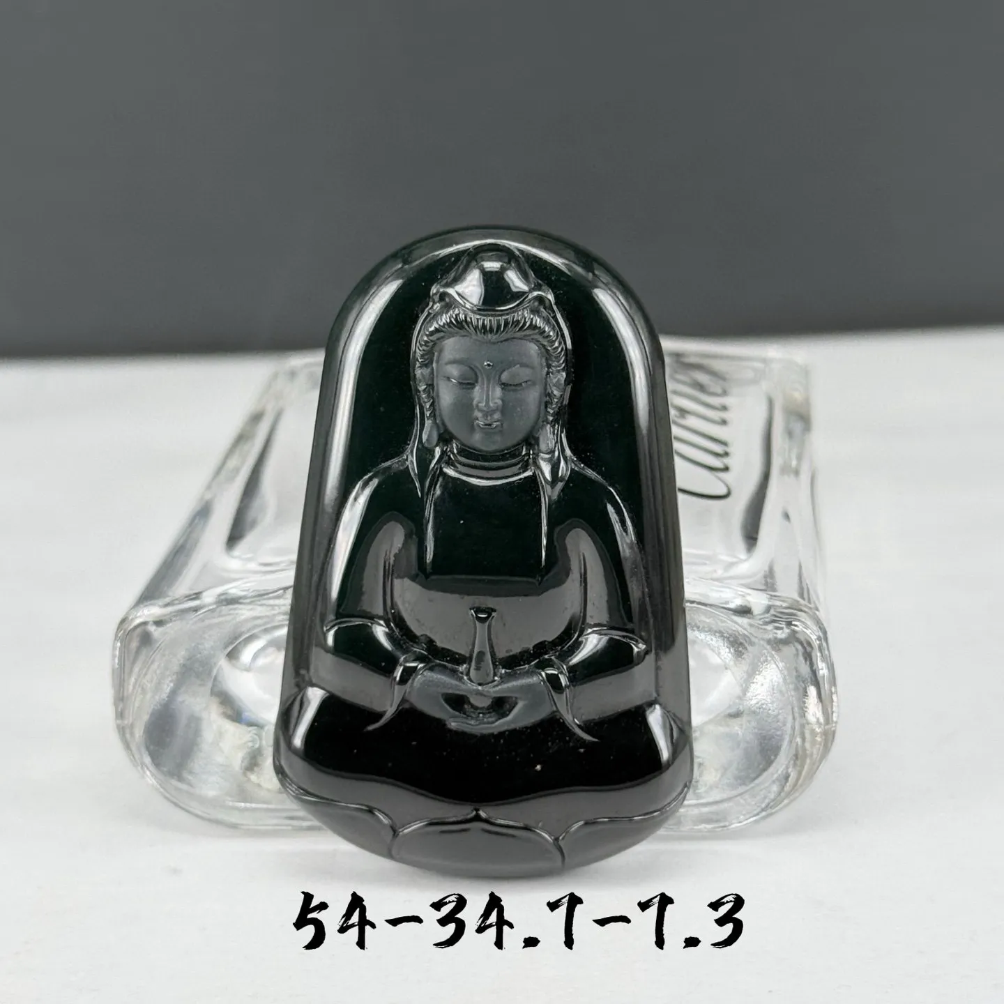 精品墨翠观音 种好色正 黑度极好 打灯通透 油性十足 尺寸54