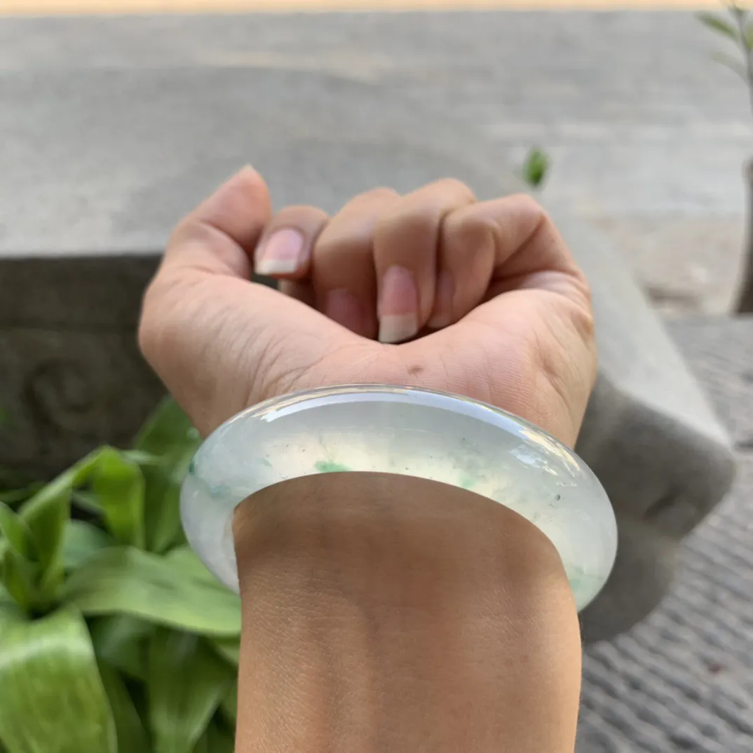 小圈口 53.8-12.7-8.5  【高冰飘花正圈手镯】正圈53 54可戴