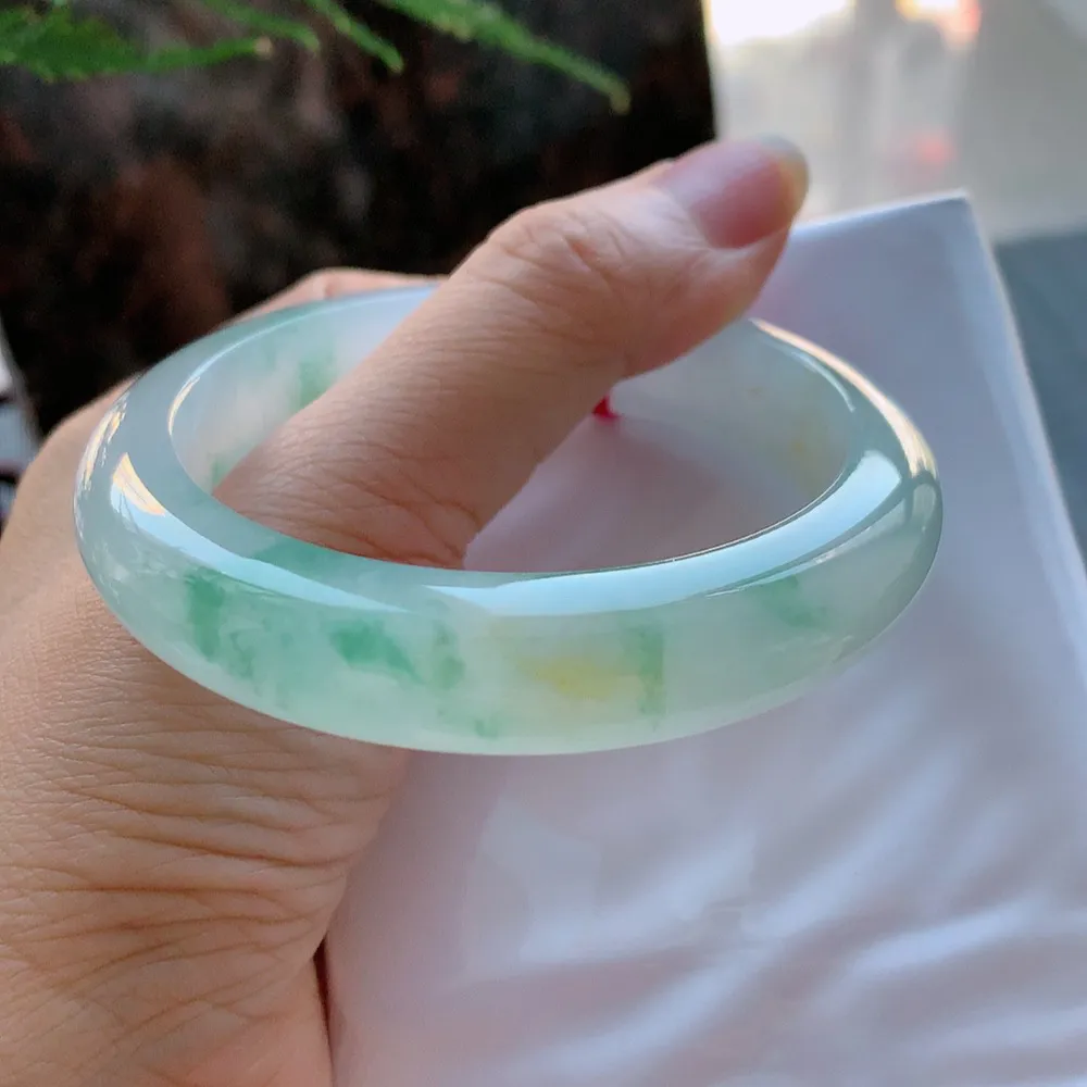 正圈高冰黄翡飘花 无瑕 尺寸:56.1/12.7/8.5 种色俱佳