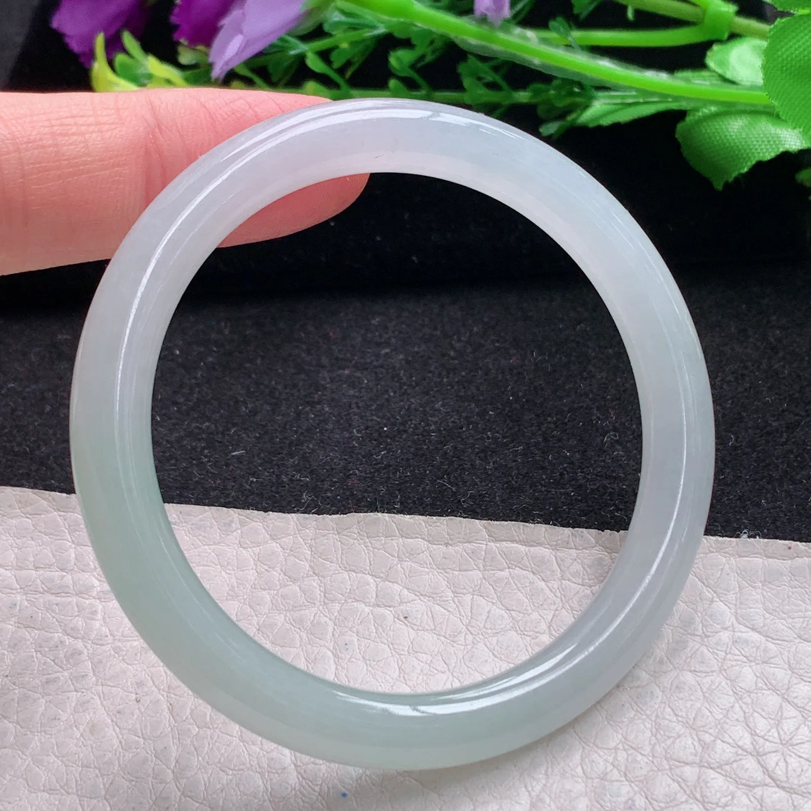 yh小圈口52*6.3*7.3叮当镯镯 缅甸翡翠玉手镯晴美水灵圆条美人镯