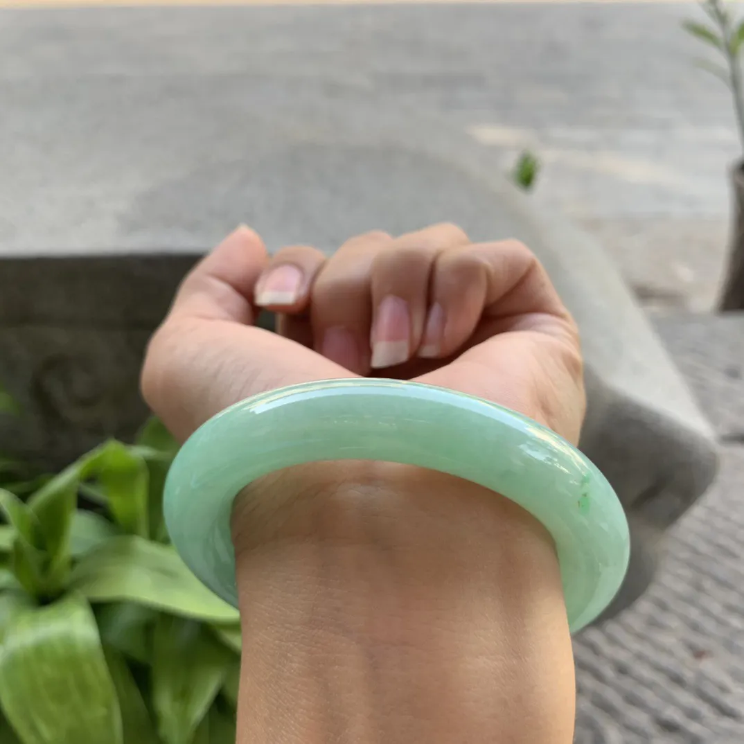 圈口 56-11.5【满绿洒金圆条手镯】圆条56 57可戴