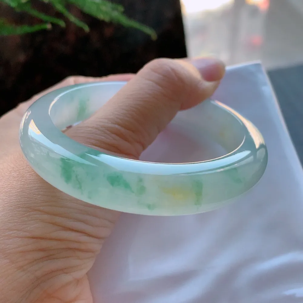 正圈高冰黄翡飘花 无瑕 尺寸:56.1/12.7/8.5 种色俱佳