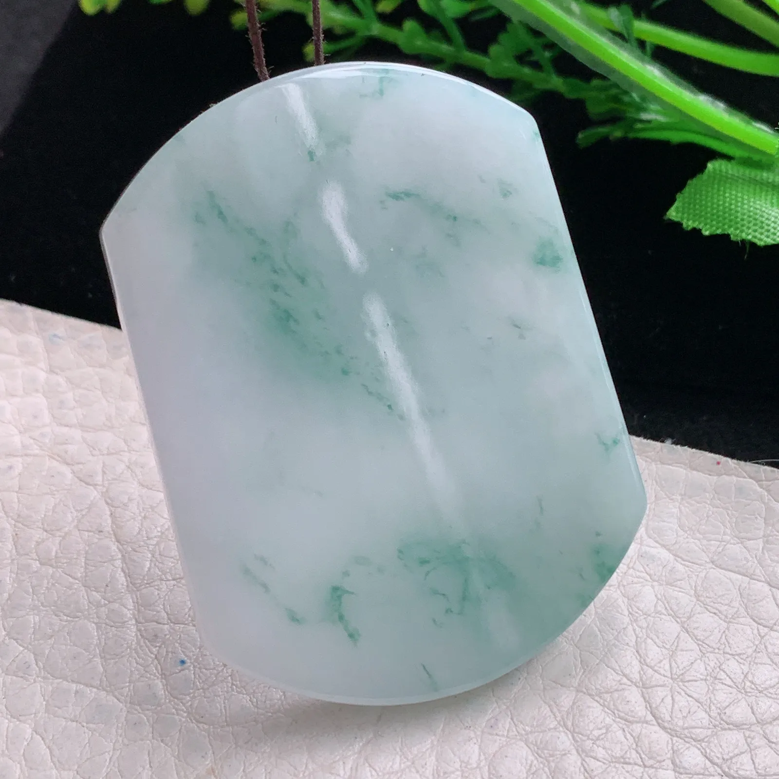 zen自然光53.4*39.8*6天然缅甸翡翠飘花平安无事牌玉吊坠 玉挂件