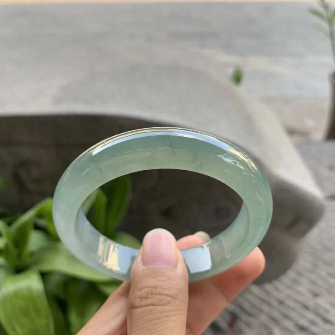 小圈口 53.2-12.8-7.7【冰种油绿正圈手镯】正圈53 54可戴