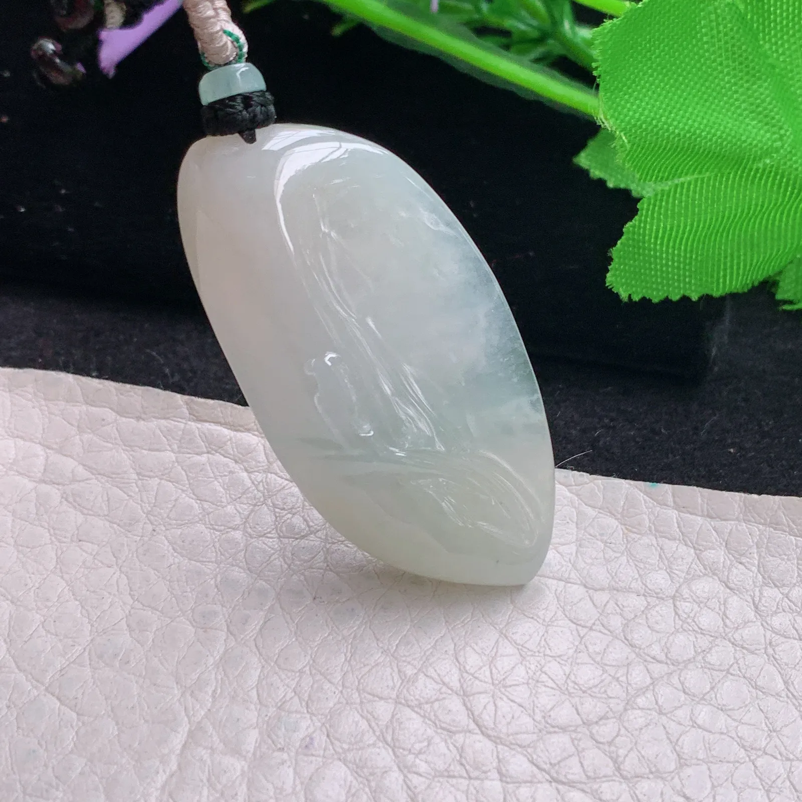 mut自然光46.8*23.5*9.5缅甸翡翠a货冰黄悟道玉吊坠 玉挂件