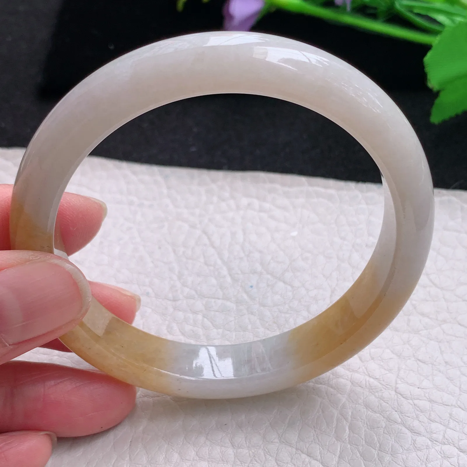 hf大圈口60*11.6*7.8平安镯 缅甸翡翠玉手镯清秀招财宽边玉手环