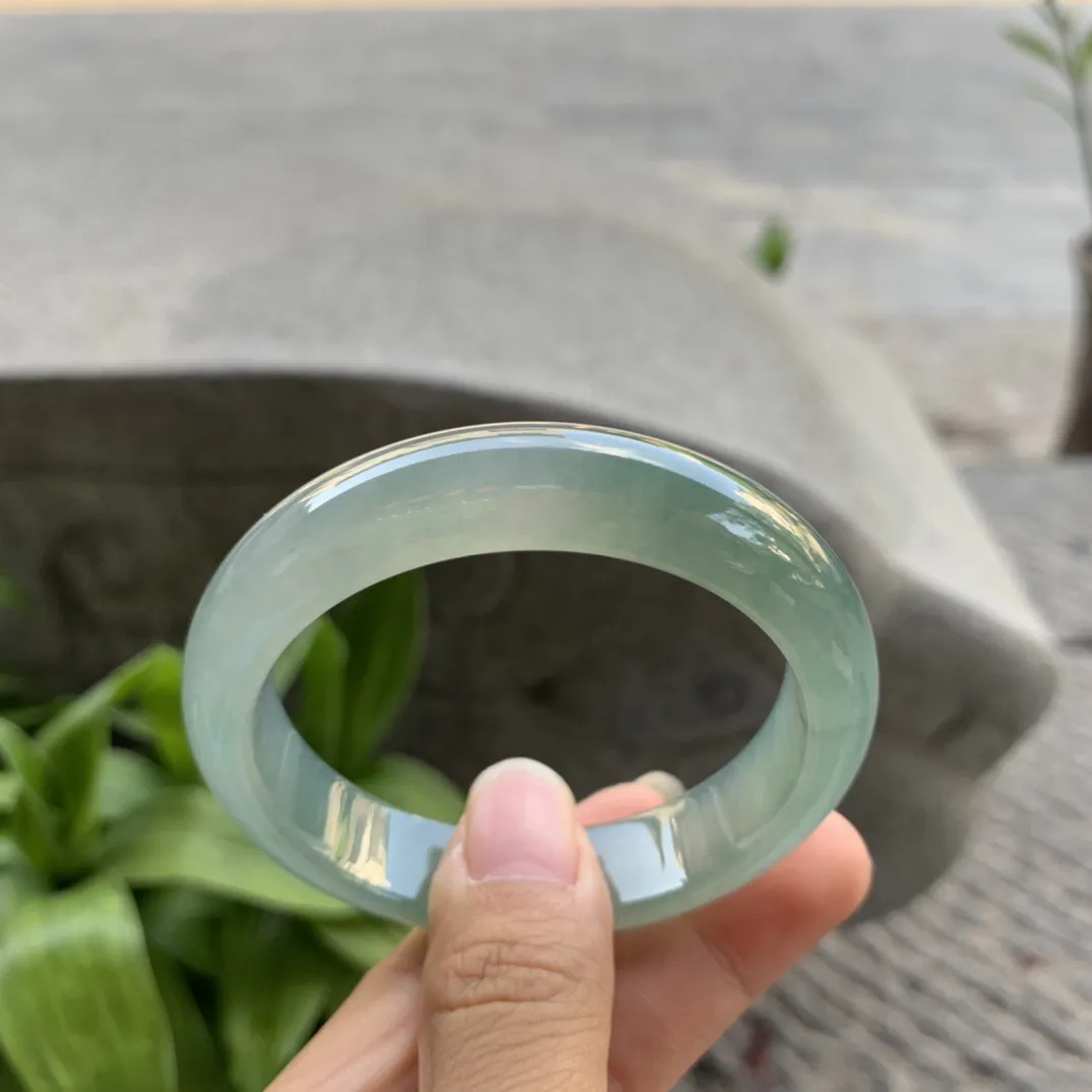 小圈口 53.2-12.8-7.7【冰种油绿正圈手镯】正圈53 54可戴