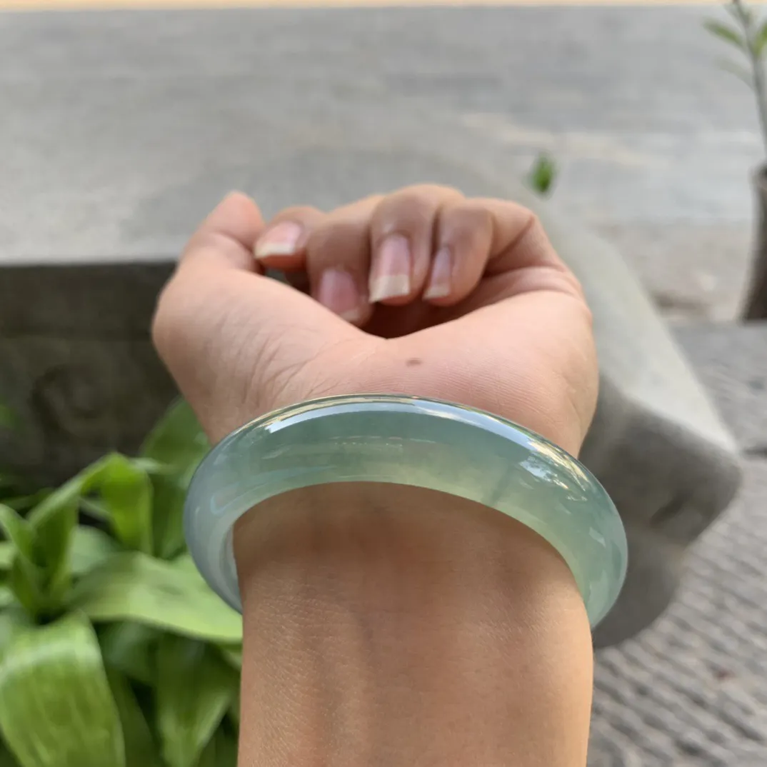 小圈口 53.2-12.8-7.7【冰种油绿正圈手镯】正圈53 54可戴