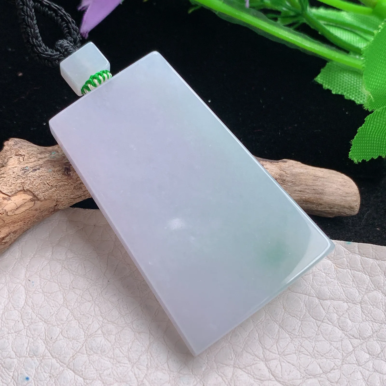 mut自然光48.6*30.5*5.6缅甸翡翠a货飘花平安无事牌 素面牌玉吊坠 玉挂件