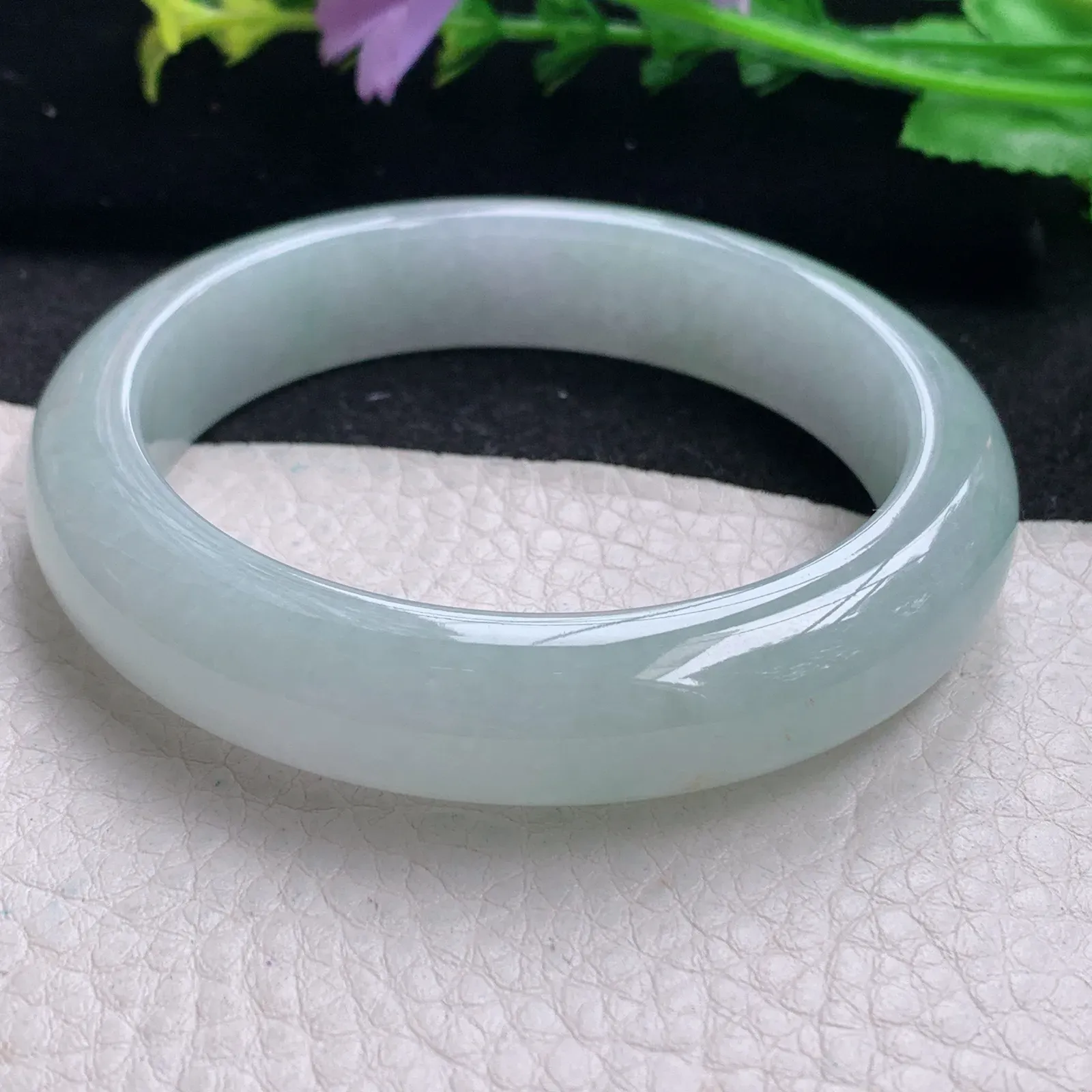 xo自然光56*12.8*8.6平安镯 缅甸翡翠玉手镯冰胶宽边玉手环 美人镯